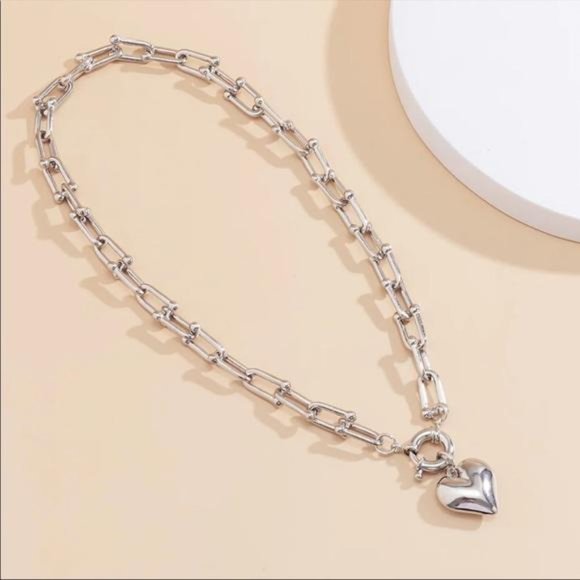 NEW STERLING SILVER LOVE HEART CHOKER NECKLACE, NICE NECKLACE, CUTE NECKLACE - Picture 2 of 4